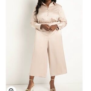 Eloquii strong shoulder Wide-Leg Jumpsuit with Blouson Sleeves